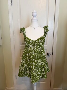 Blu Pepper Green Floral Dress Medium